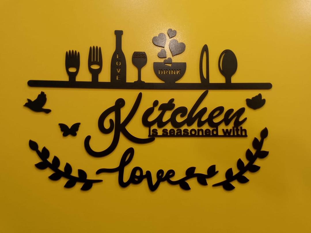 3D Kitchen Wall Art Black Laser Cut Decor
