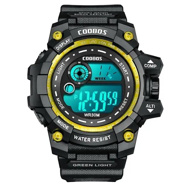 Men's Sports Digital Watch – Black & Blue Water Resistant