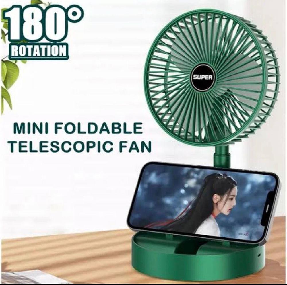 Portable Rechargeable Fan – Foldable 180° Rotating Table Fan