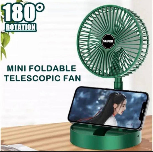 Portable Rechargeable Fan – Foldable 180° Rotating Table Fan