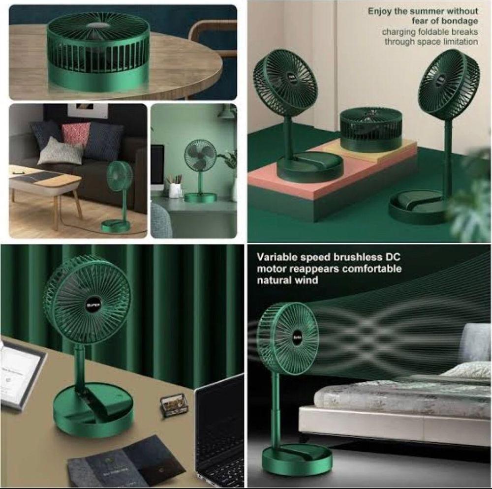 Portable Rechargeable Fan – Foldable 180° Rotating Table Fan