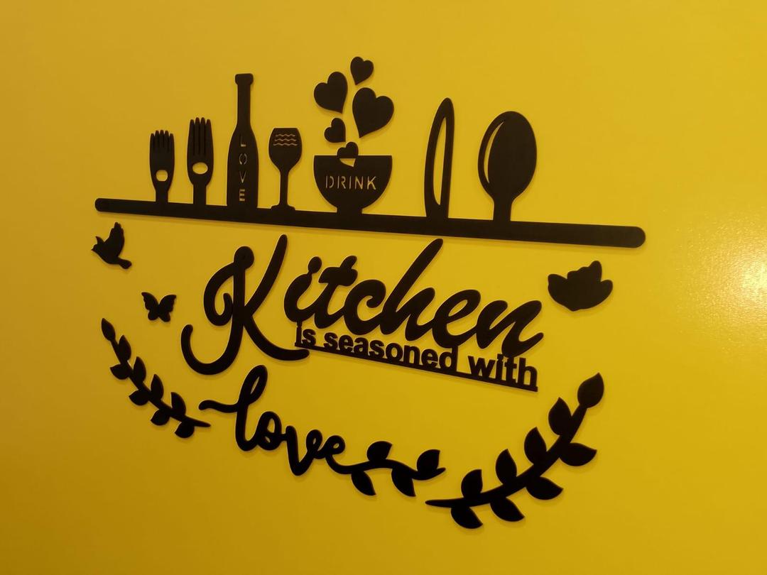 3D Kitchen Wall Art Black Laser Cut Decor