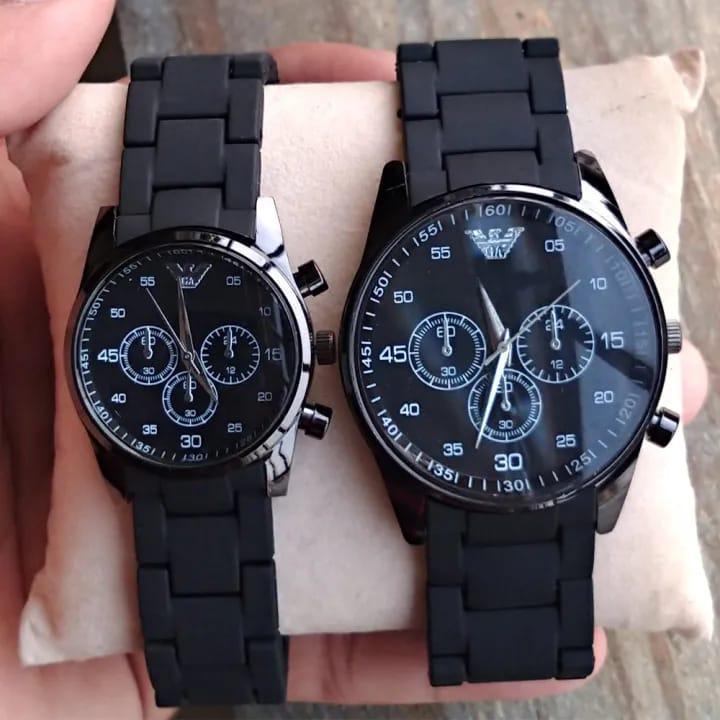 Couple Watches Set – Black & Gold Quartz Watches for Couples
