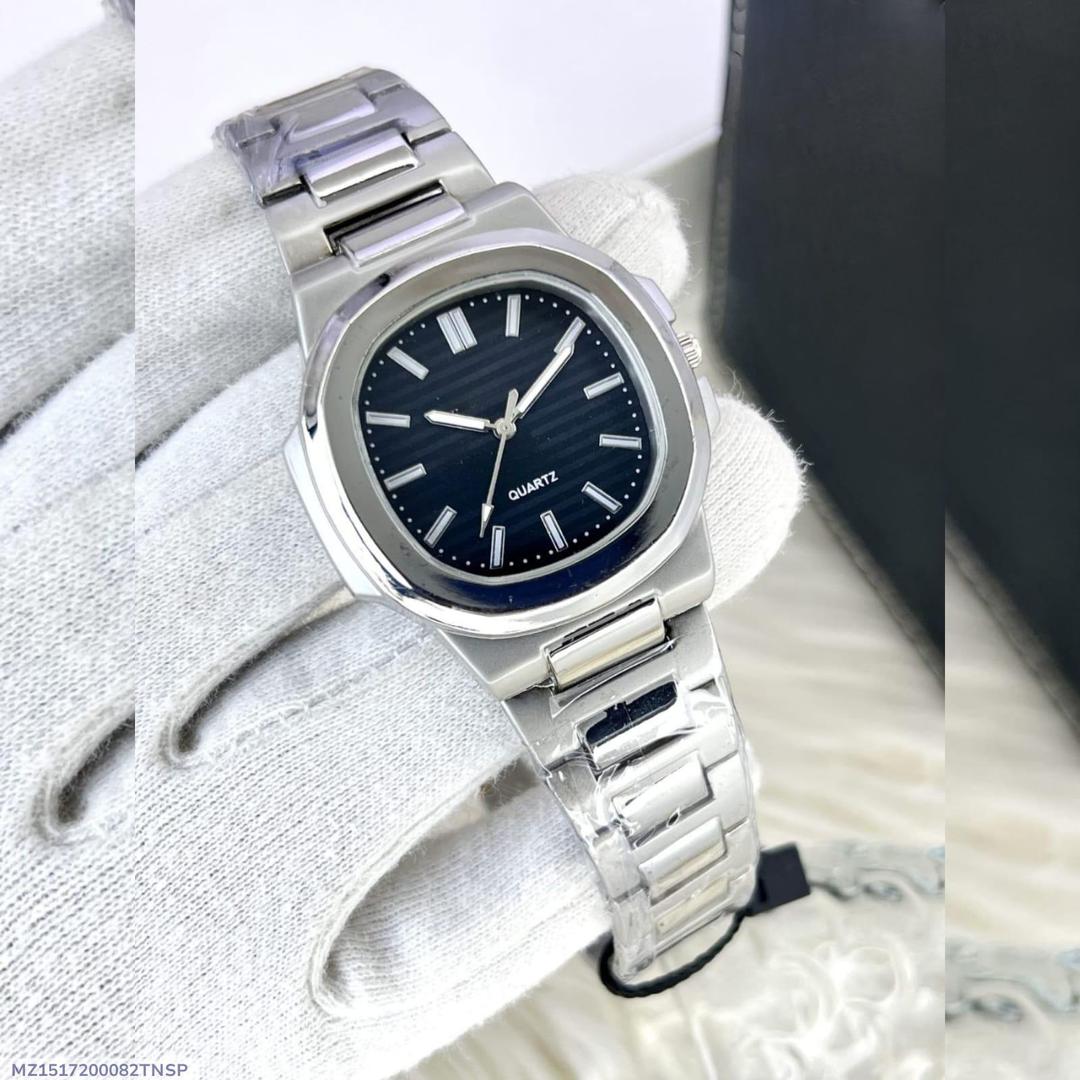 Men's Square Stainless Steel Watch – Silver Quartz Watch