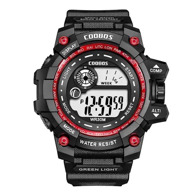 Men's Sports Digital Watch – Black & Blue Water Resistant