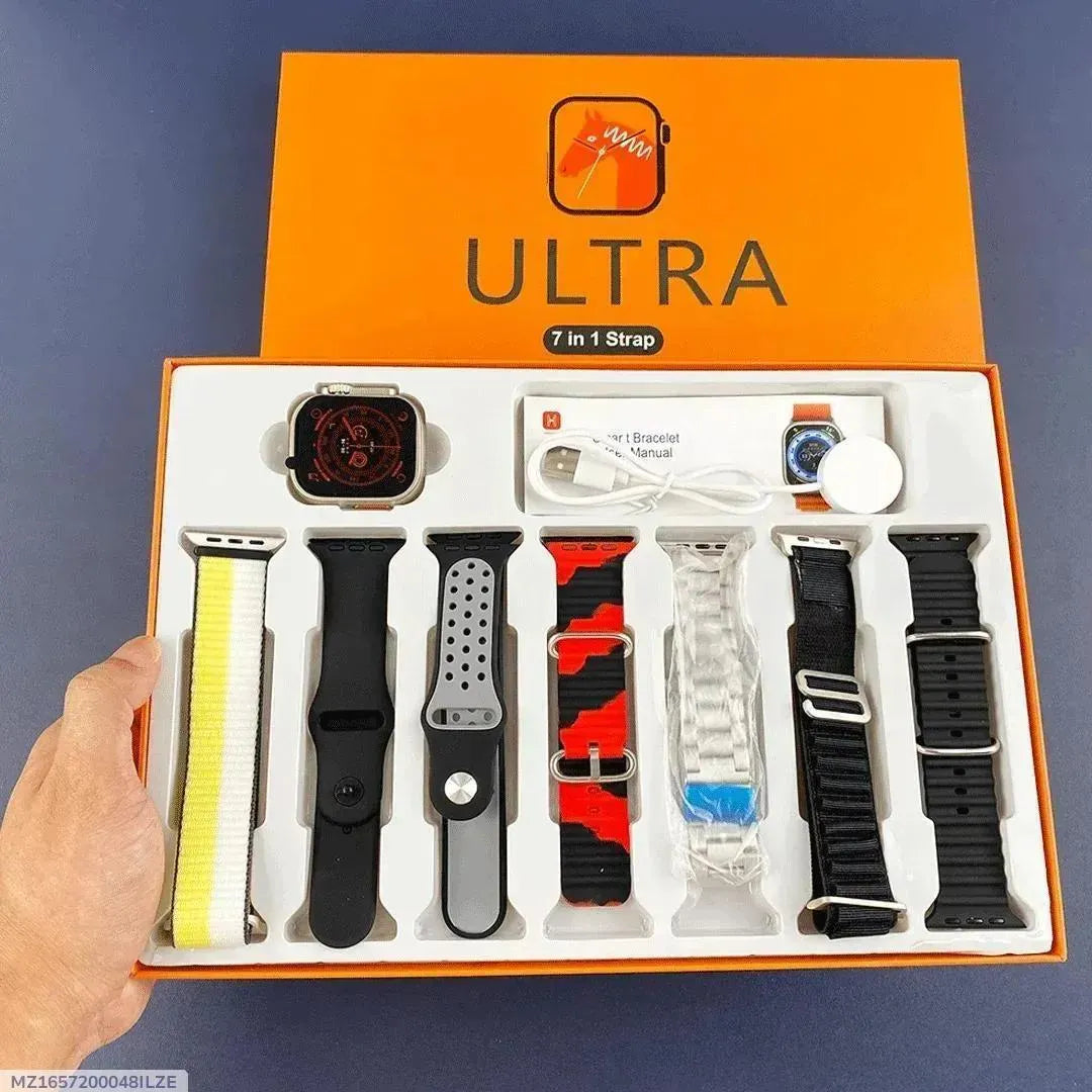 ULTRA 7-in-1 Smart Watch – Rechargeable with Multicolor Straps