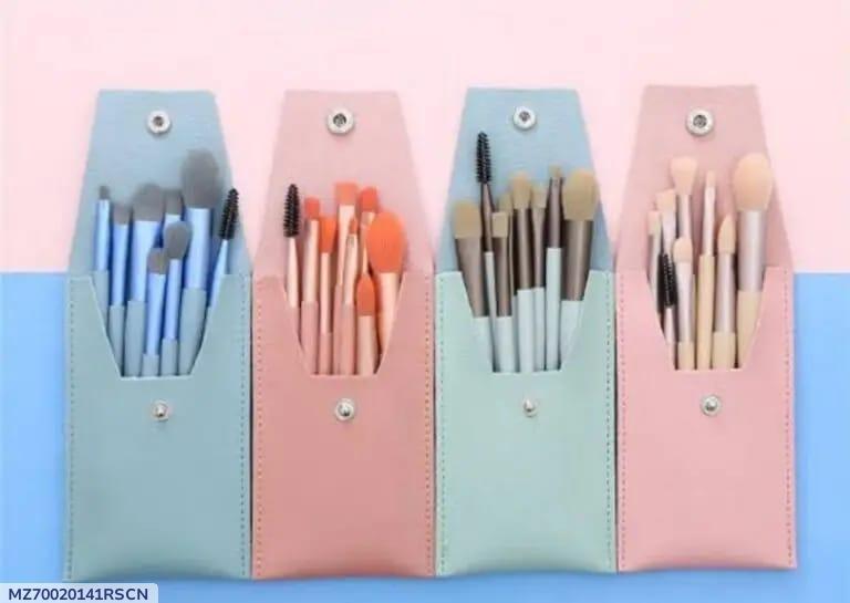 Luxe Soft-Touch Makeup Brush Set (8 Pcs) – Rose Gold Vegan Brushes with Travel Pouch